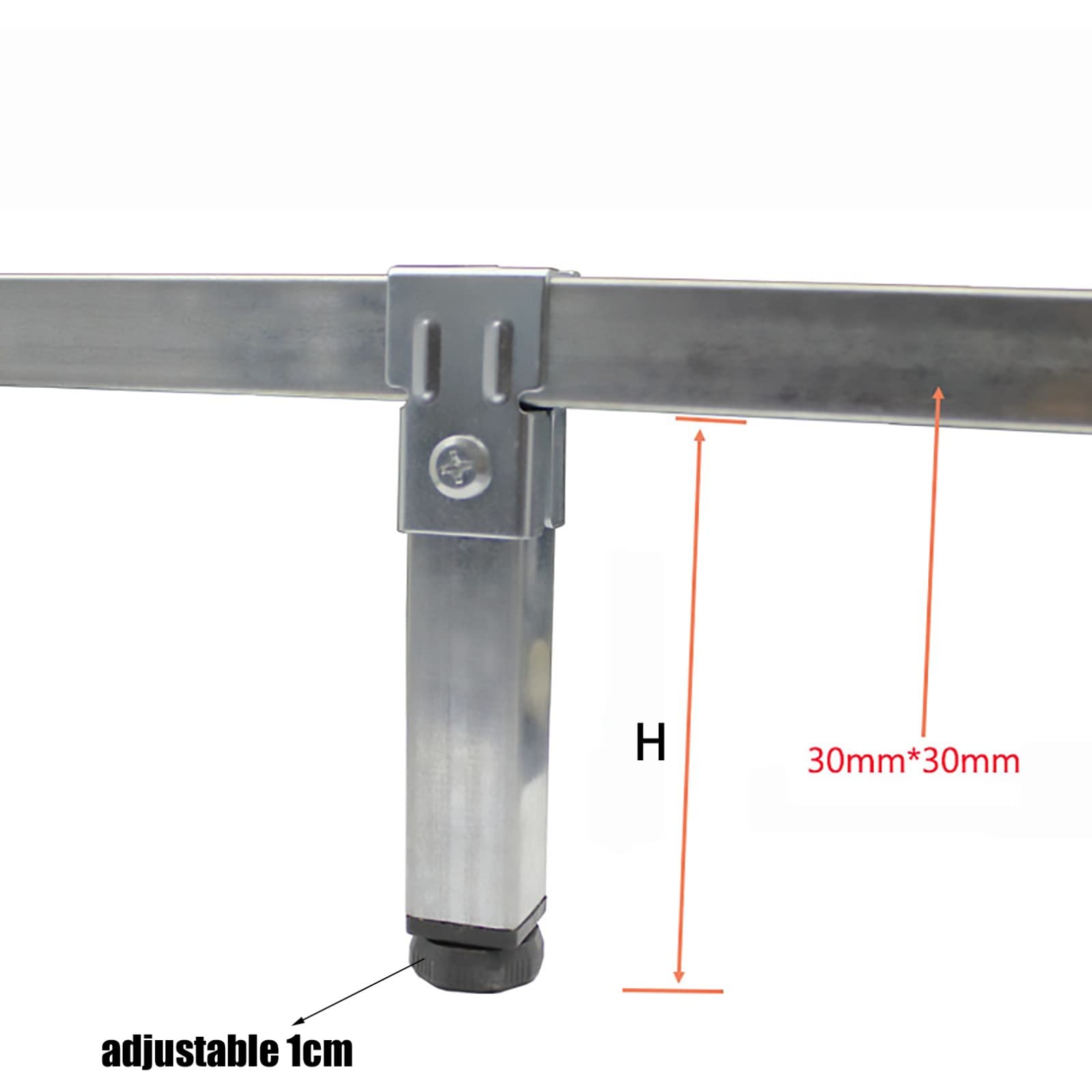 Zestaw 4 nóżek meblowych do łóżka, regulowane nogi, podnoszenie, metalowa rama podporowa, regulacja 0-10 mm, meble/łóżko/sofa, ze śrubami montażowymi (rozmiar