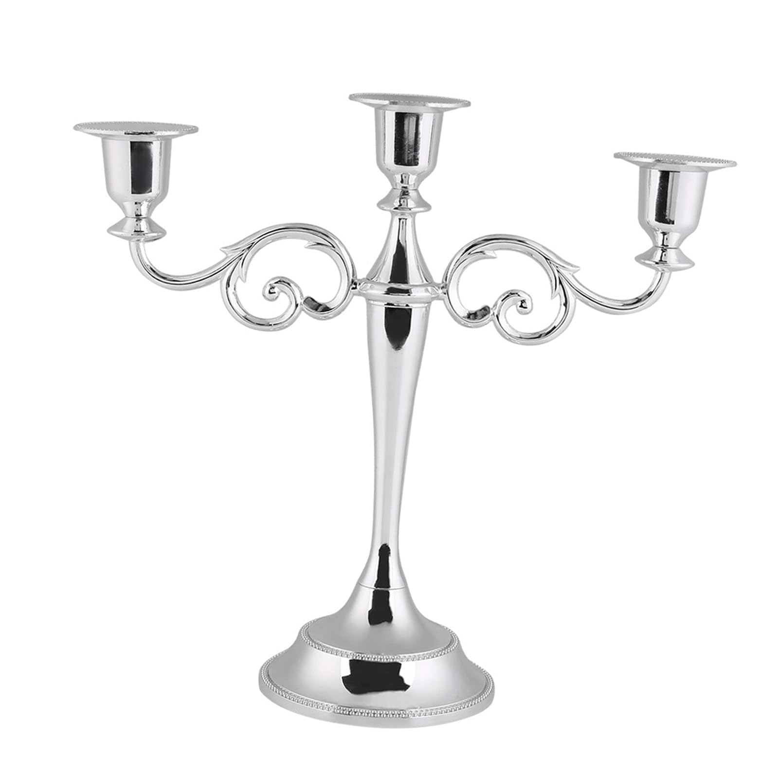 Ejoyous Candeliere a 3 Bracci, Portacandele Candelabro in Metallo, Candele a Bastoncino, Vintage per Natale, Matrimonio, Soggiorno, Davanzale (SILVER)