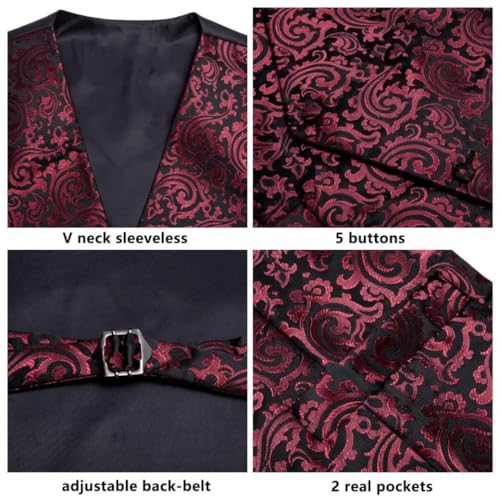 Men's Textured Formal Waistcoat Vest with Tie Hanky and Cufflinks Set for Business or Party4