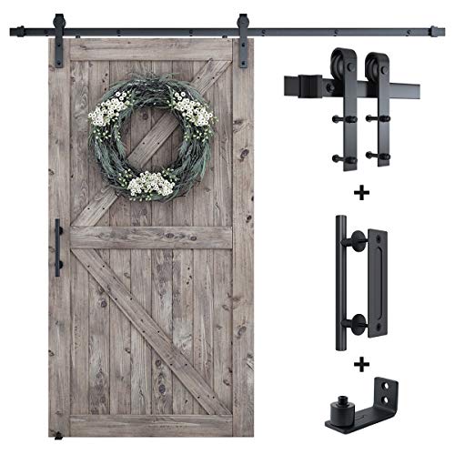 SMARTSTANDARD 8FT Sliding Barn Door Hardware Whole Kit Fit 42-48 W Door
