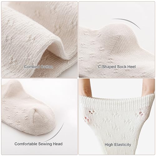 ACTLATI Toddler Girls Knee High Socks Bow Tie Mesh Breathable Dress Socks Kids Cotton Stockings 1-3 Years4