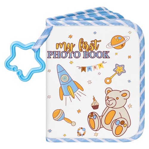 Image of Lanpn Baby Photo Album Holds 17 4x6 Pictures, My First Soft Cloth Family Photo Book with Name Card & Name Tag Sticker, Fabric Kid Memory Keepsake Gift for Baby Shower Newborn Toddler Boy (Bear)