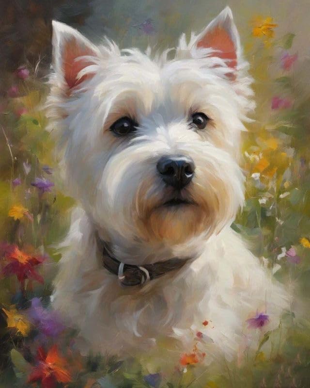 ZMHZMY Paint by Numbers Kits for Adults West Highland Terrier Dog Animal Westie Dog DIY Oil Painting Art Home Wall Decoration Gift 16x20 Inch