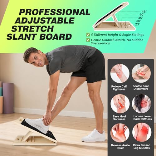 Image of 3-in-1 Slant Board & 180 /360 Balance Board, Portable 6 Angle Adjustable Calf Stretcher with Training Poster, Anti-Slip 300LBS Wobble Board for Physical Therapy, Standing Desk & Core Strength