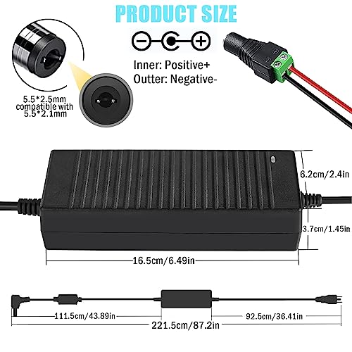 Image of 24V 8A Power Supply Adapter with 5.5mm x 2.5mm /2.1mm DC Output Jack | AC 100-240V to DC 24 Volt 8 Amp 192W Power Converter Low Voltage Transformer for LED Strip Light CCTV Cameras LCD 3D Printer