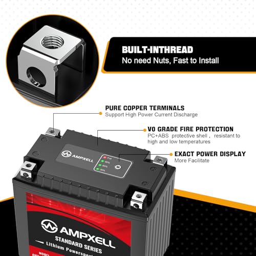 Image of YTX20L-BS Lithium Motorcycle Battery, 12V 12Ah 720 CCA 4.8 lbs Lightweight, Powersports Replacement for ATV UTV Scooter Generator