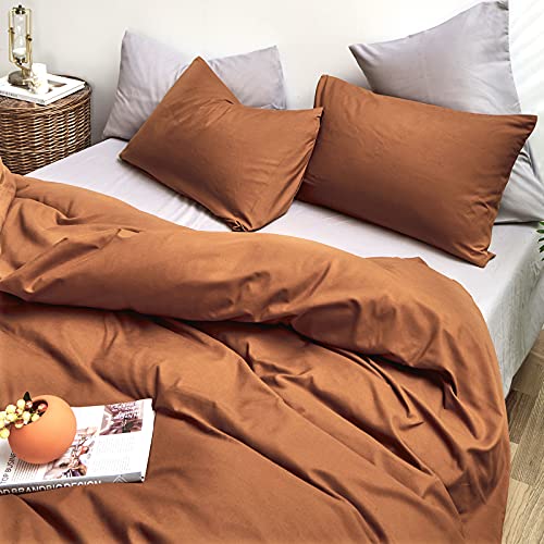 Clothknow Pumpkin Caramel Comforter Set Queen Burnt Orange Bedding Comforter Sets Full Brown Comforter Terracotta Bedding Comforter Cotton Comforter Soft 3Pcs Pumpkin Bed Bedding Comforter Sets #TOP2
