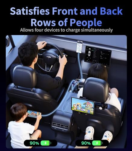 Cargador de coche retráctil USB de 4 puertos y adaptador mechero con RGB 4