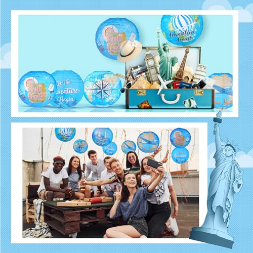 Image of Panelee 12 Pcs Travel Around The World Paper Lanterns Party Decorations 8 Inch Hanging Round Hanging Paper Party Decorations for Holiday Indoor Outdoor Supplies