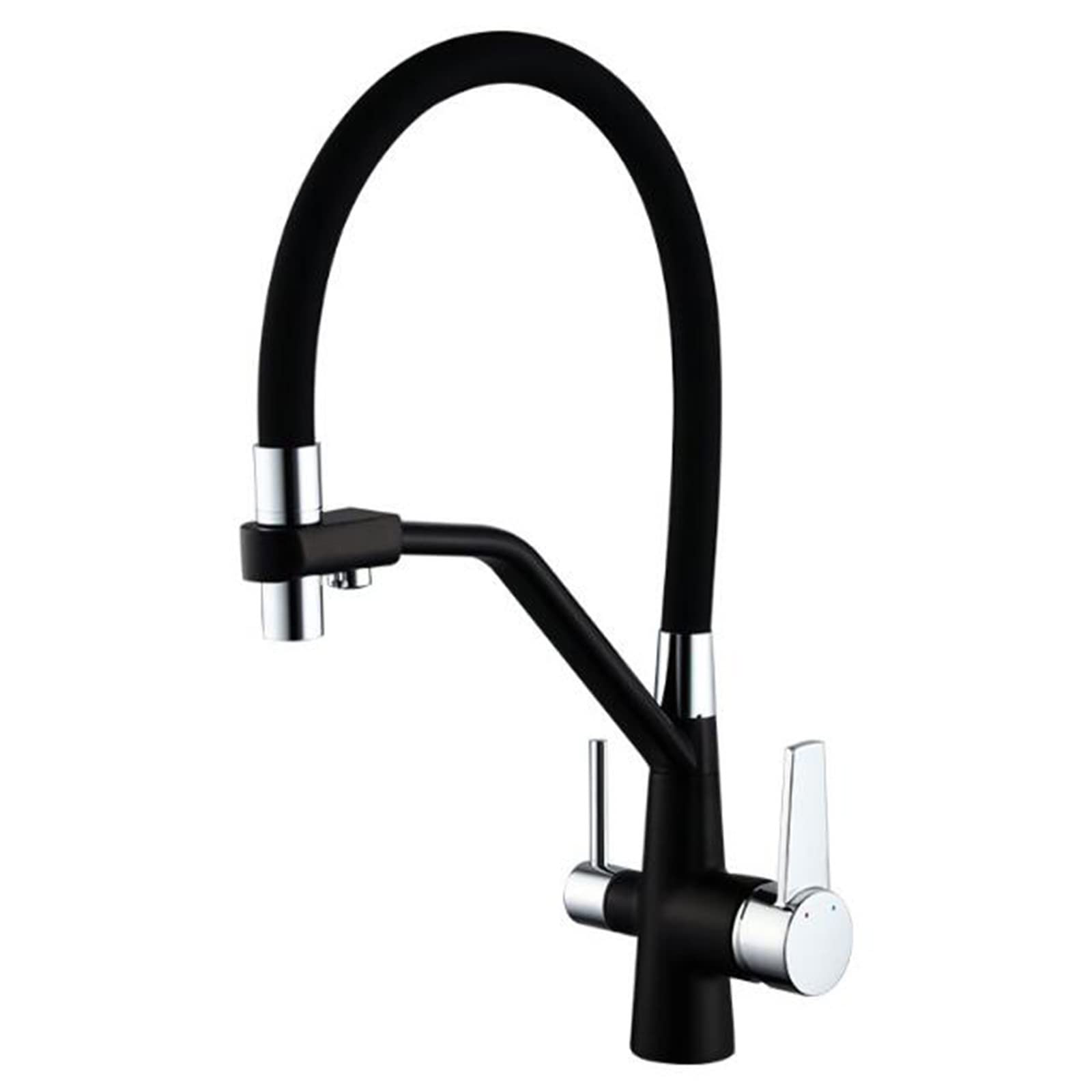 Grifo de cocina de 3 vías de latón blanco para agua fría caliente y filtrada