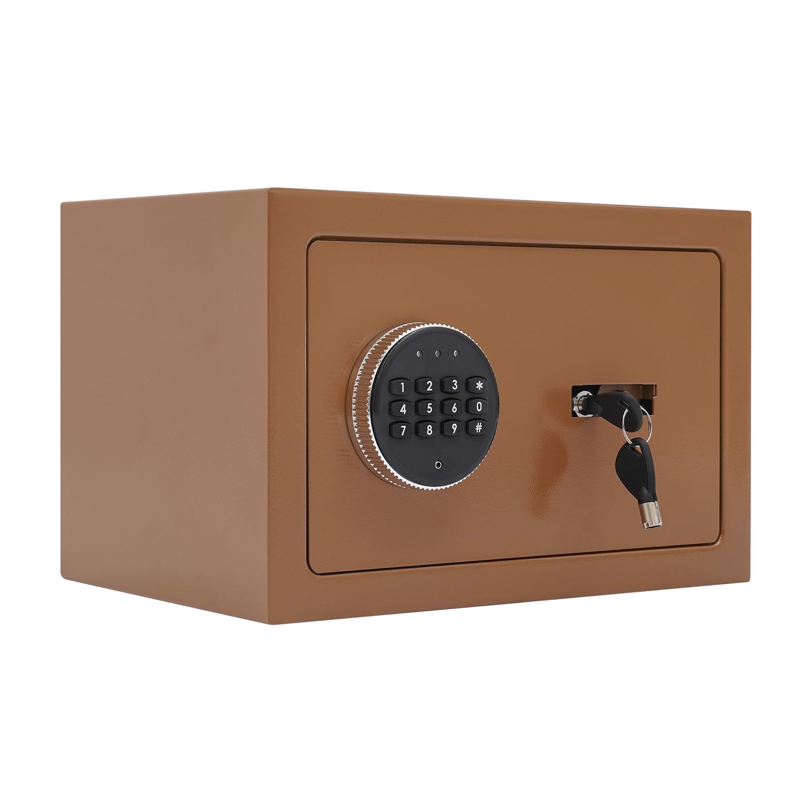 Mini cassaforte per mobili con chiave e sistema di allarme, cassaforte digitale per contanti, gioielli e documenti, 31 x 20 x 20 cm (caffè)