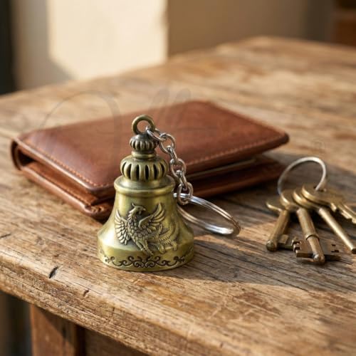Image of OTTAVO Guardian Bell Keychain, Oxidized Copper, Tibetan Style, 5 cm Height, Good Luck Charm