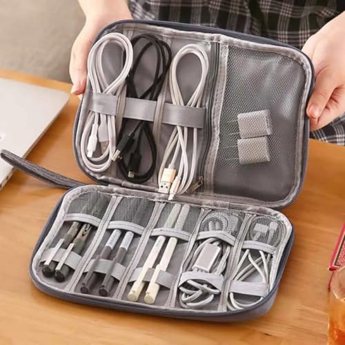 Genérico Estojo Multifuncional de Viagem para Cabos e Acessórios Eletrônicos (Cinza)