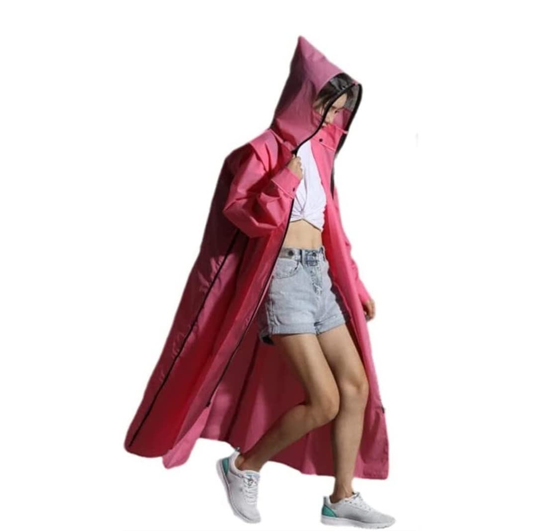 Chubasquero EVA impermeable con cremallera y capucha for motocicleta, Poncho largo for senderismo, chubasquero/9 (Color : Pink, Size : 3X-Large)