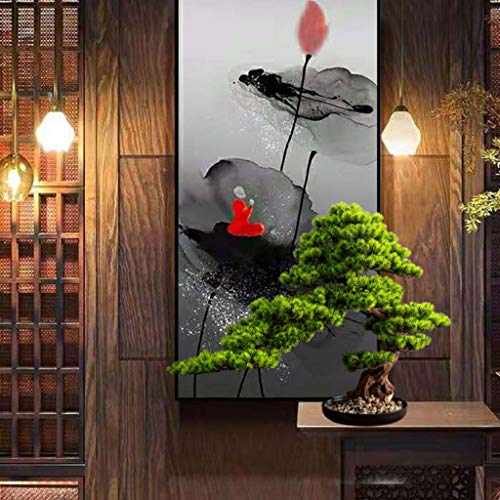 Feiyiyang Artificial Bonsai Tree Green Plant Simulation Big Bonsai Welcome Pine Fake Plant Indoor Garden Home Office Desktop Decoration Simulation Tree Ornaments Artificial Bonsai (Size : B) #TOP6
