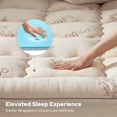 Image of BEDLORE 4 Inch Memory Foam Mattress Topper Twin XL for College Dorm Room Essentials, 2-in-1 Dual Layer Design (2 inch Gel Memory Foam + 2 inch Plush Pillow Top Cover) Mattress Topper Medium Firm(Beige)