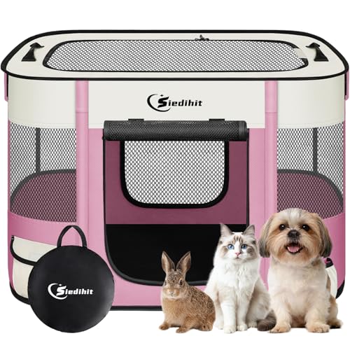 Siedihit 28" Dog Playpen,Cat Puppy Pen, Pet Portable Crate Indoor Outdoor