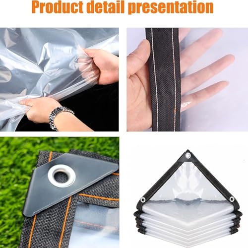 Rideau de bâche imperméable transparent 1,7 x 2,5 m pour extérieur - 5