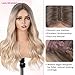 Lady Miranda Blonde Wigs for White Women Brown to Ash Blonde Natural Looking High Density Heat Resistant Synthetic Hair Weave Full Wigs for Women Middle Part Long Ombre Blonde Wavy Wig (T/Ash Blonde)