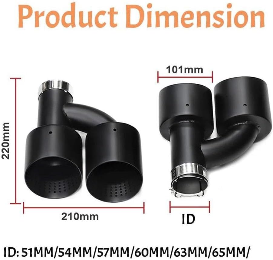 Spare Parts 1 Pair Quad Matte Stainless Steel Car Muffler Tip Exhaust Tip System Pipe Exhaust Tip 60MM 63mm For GTI MK7 Golf7(101MM)