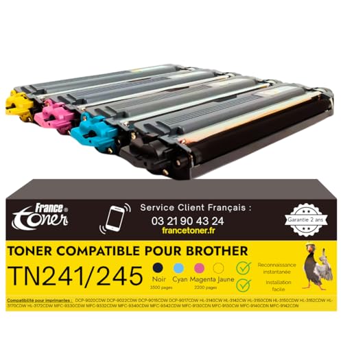 Pack Cartouches Brother TN241 TN245 Haute Qualité pour Imprimante Laser HL 3170cdw