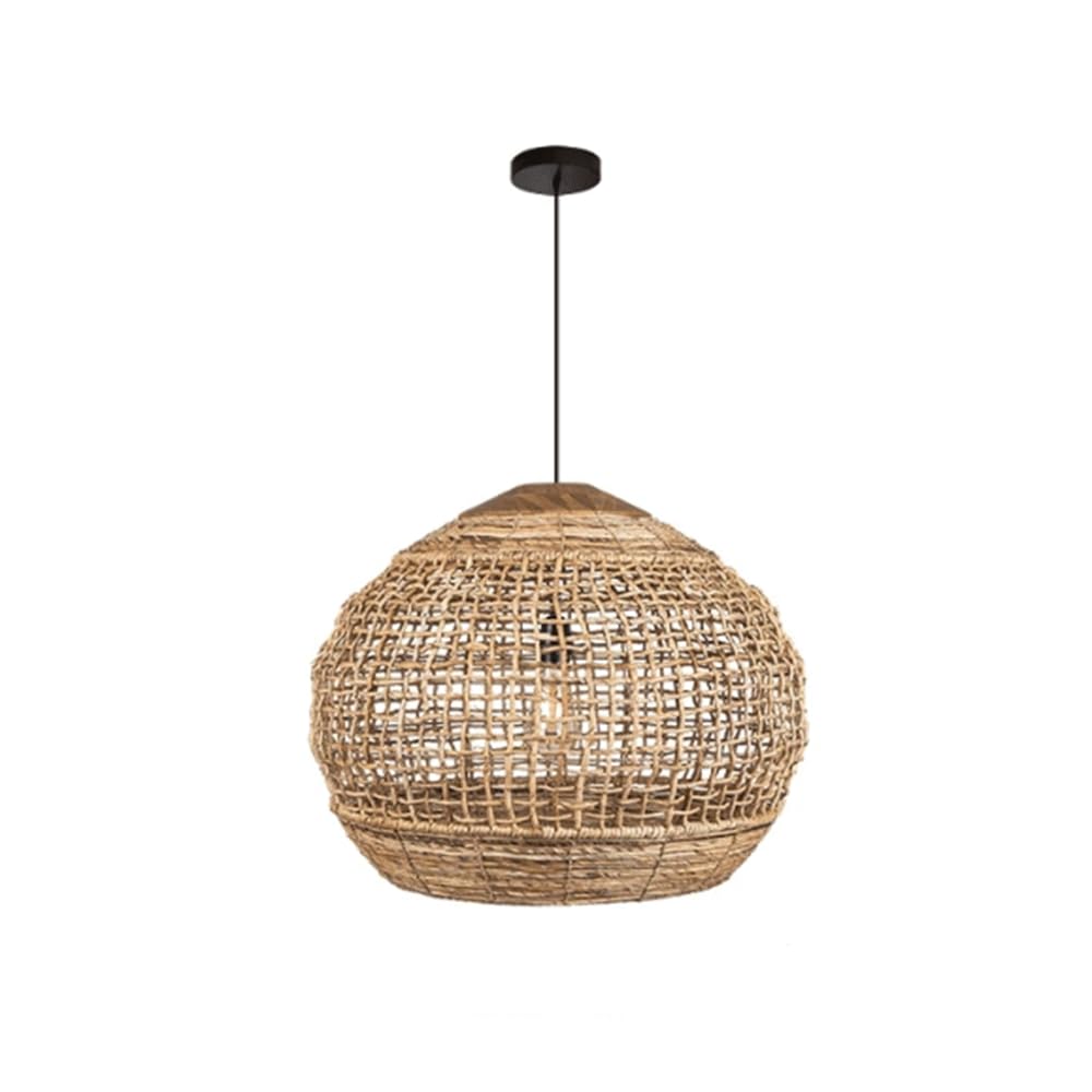 YNAHZAOK Rattan Pendant Light Wabi-sabi Style Kitchen Chandelier Light Fixture with Adjustable Suspension Line Creative Hand Woven Pendant Lamp for Dining Room Entryway Retro Rattan Weaving Lampshade
