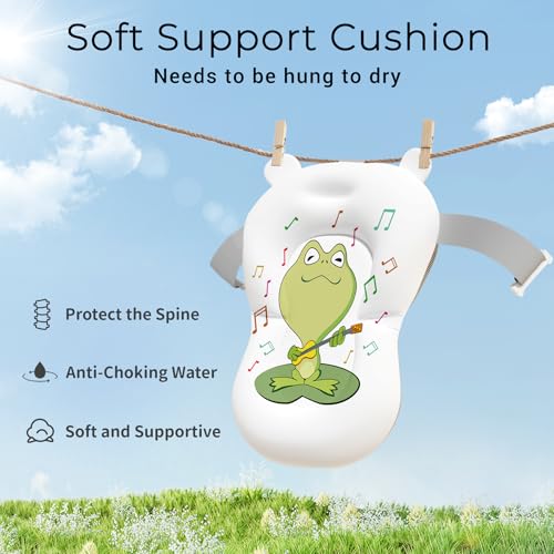 Image of BUNWAG Baby Bathtub,Collapsible Newborn Bathtub for Infant to Toddler with Soft Cushion and Thermometer,Portable Travel Newborn Tub with No-Slip Feet,Baby Shower Gifts,0-12 Months Babybath,Bright Pink