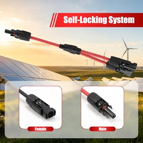 Solar Panel Connectors Y Branch Parallel Adapter Cable Wire Plug Tool Kit for Solar Panel - 5