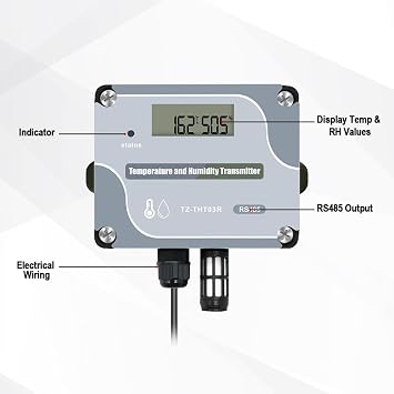 RS485 Temperature Humidity Sensor Modbus RTU Temp Sensor Digital Industrial Temp and Humidity Transmitter Wall Mounted