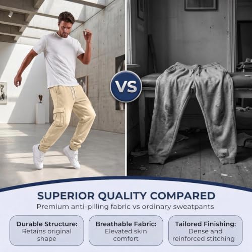 Men's Cargo Pants Comfy Elastic High Waisted Jogger Pants Hiking Pant - image 7