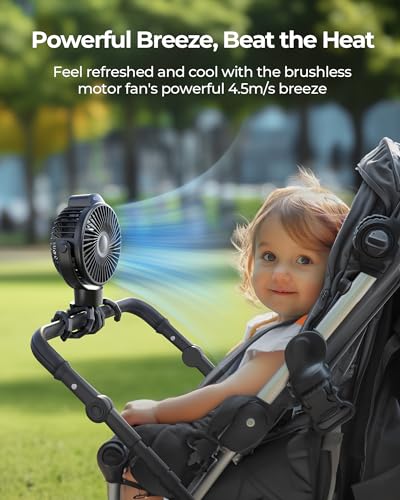 Koonie-Portable-Stroller-Fan-for-Baby-Rechargeable-Battery-Operated-3-Speeds-360-Rotation-25db-Low-NoiseDigital-Display-Detachable-Flexible-Tripod-Clip-on-Car-Seats-Tent-Crib-Treadmill
