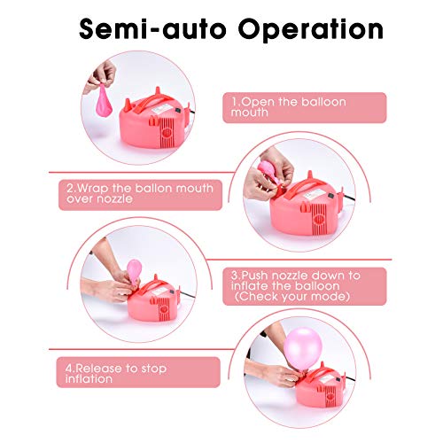Electric Balloon Pump, NuLink Portable Dual Nozzle 110V 600W Electric Balloon Blower Pump for Decoration, Party [Pink] - Thumbnail 2