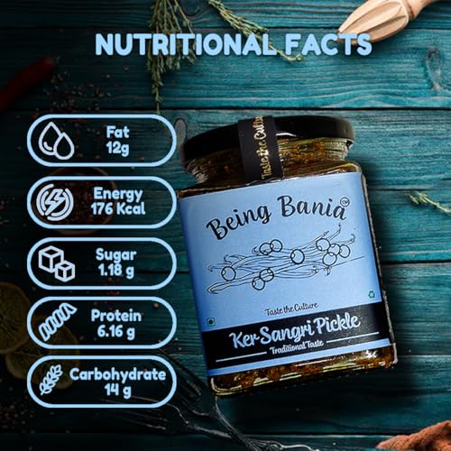 Image of Being Bania Premium Ker Sangri Pickle - 250g in glass jar | Homemade Handmade mix achar | Kair pickle | Marwari Rajasthani delicacy pickle | Teet Dela Panchkutta