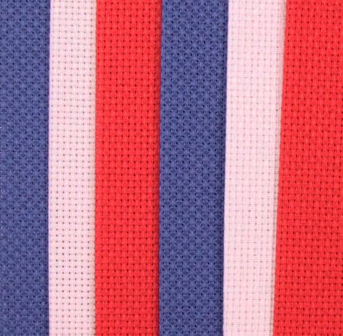 Image of KCS 4 /6 pc of 12 inch x 18 inch(30cmx45cm) 16 Count Cotton Aida Cloth Cross Stitch Fabric (6 pc,Royal Blue+Pink+Red)