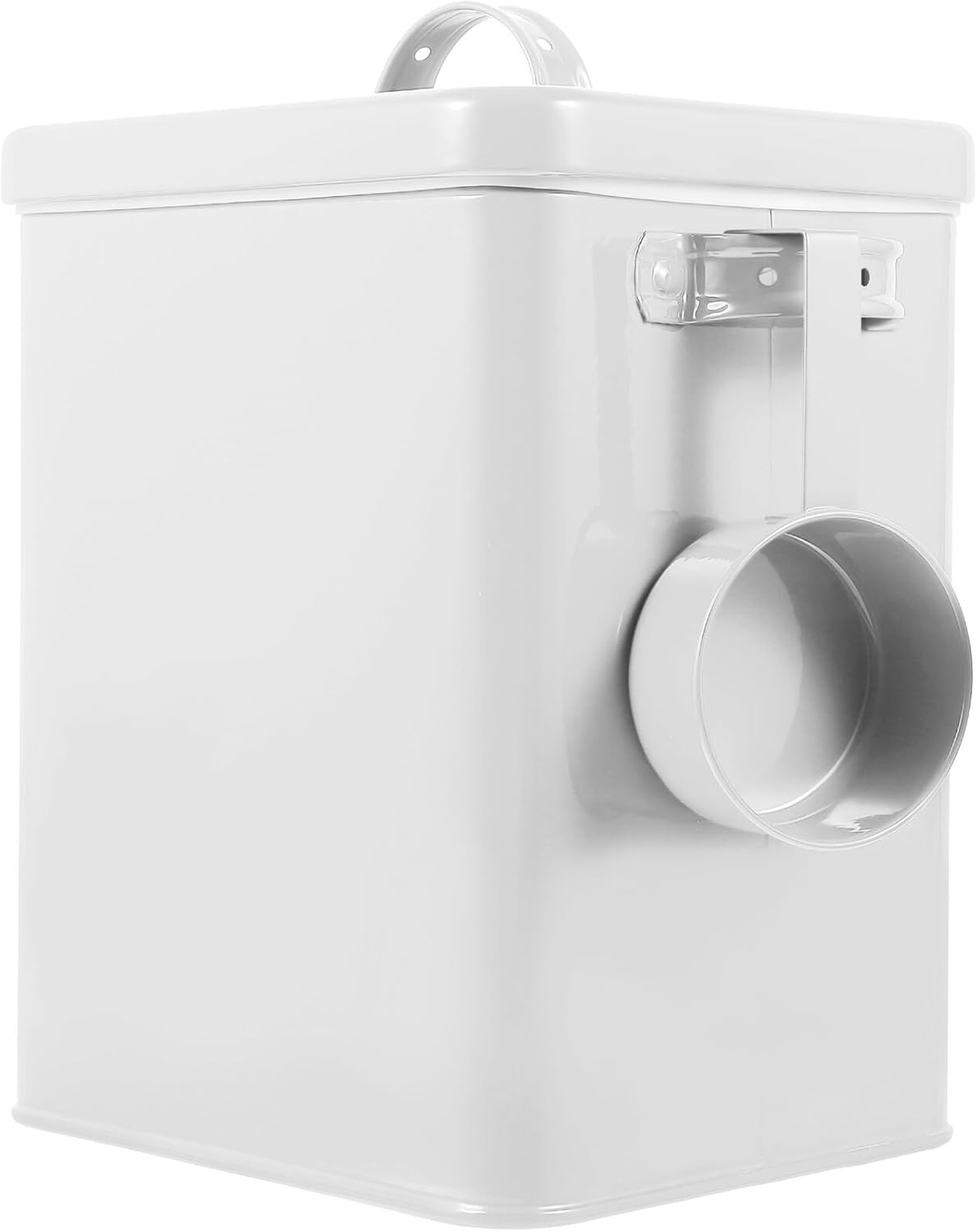 Metal Food Storage Bucket with Lid for Kitchen and Pet Food White Iron Canister for Rice Laundry Powder Pantry Organizer