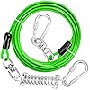 jenico Dog Tie Out Cable, 10/15/20/30/40/50/70/100/150FT Runner Cable with Swivel Hook and Shock Spring, Dog Leash Run Tether for Yard Outdoor and Camping,for Small to Medium Pets Up to 500 LBS