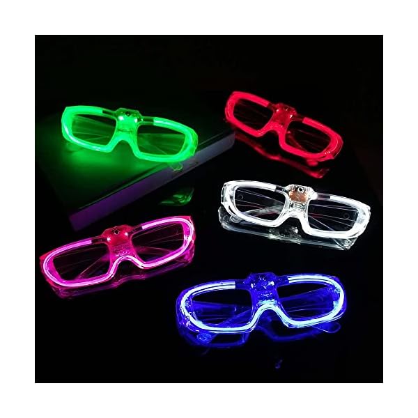 25 packs led glasses halloween party supplies ,5 neon colors,3 light modes light up glow sticks glasses toys party supplies for kids adults glow glasses fit christmas valentine's day new year - image 3