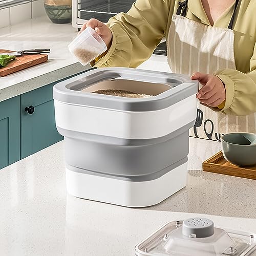RoxNvm hundefutter aufbewahrung, Zusammenklappbarer futtertonne, 10L futterbox hund, Gut verschließbare tierfutterbehälter Kann Katzenfutter, Hundefutter, Tierfutter, Reis und Müsli