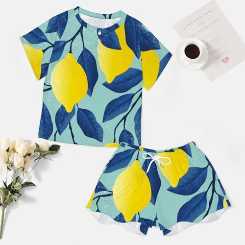 Ensemble de pyjama femme manches courtes en tissu doux et imprimé soigné