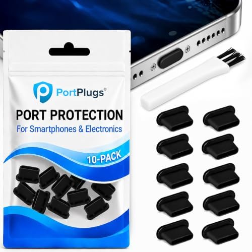 PortPlugs USB C Dust Plug Cover – for iPhone 16, 15, Galaxy S24–S8, Kindle, P...