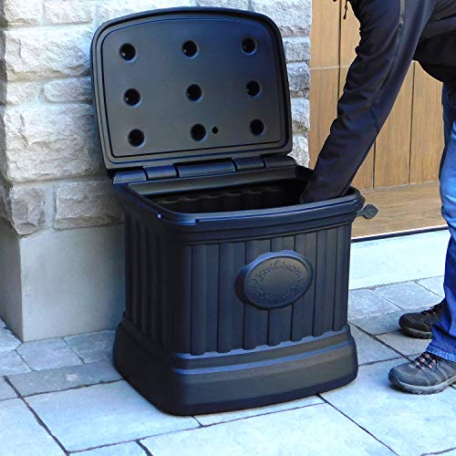Image of FCMP Outdoor - Outdoor Salt, Sand, and Storage Bin - Residential Deck Box, Multi-purpose for Entranceways, Porch, Patio (SB120-BLK) Black