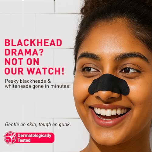 Image of Sirona Bamboo Charcoal Blackheads Remover Nose Strips for Women - Pack of 8 | Painless & Instant Removal of Whiteheads, Blackheads, Pore Cleanser, Dirt & Oil