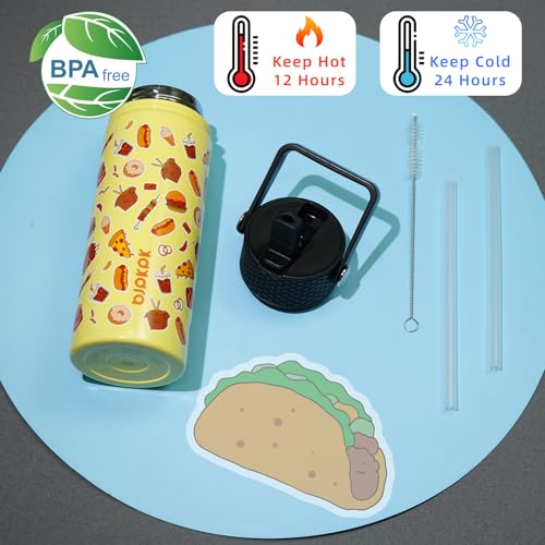 Image of BJPKPK Insulated Water Bottle, 18oz Stainless Steel with Straw Lid