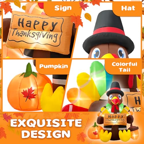 Opemon OP025 6Ft Thanksgiving Inflatables Turkey Blow Up With Built-In Led Lights For Outdoor Holiday Yard Lawn Air-Blown Decorations thumb #4