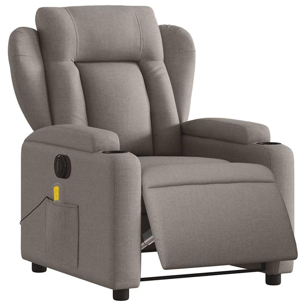 Genérico Sillón reclinable de Masaje eléctrico Tela Gris Taupe,Sillas,Sillones-3204478