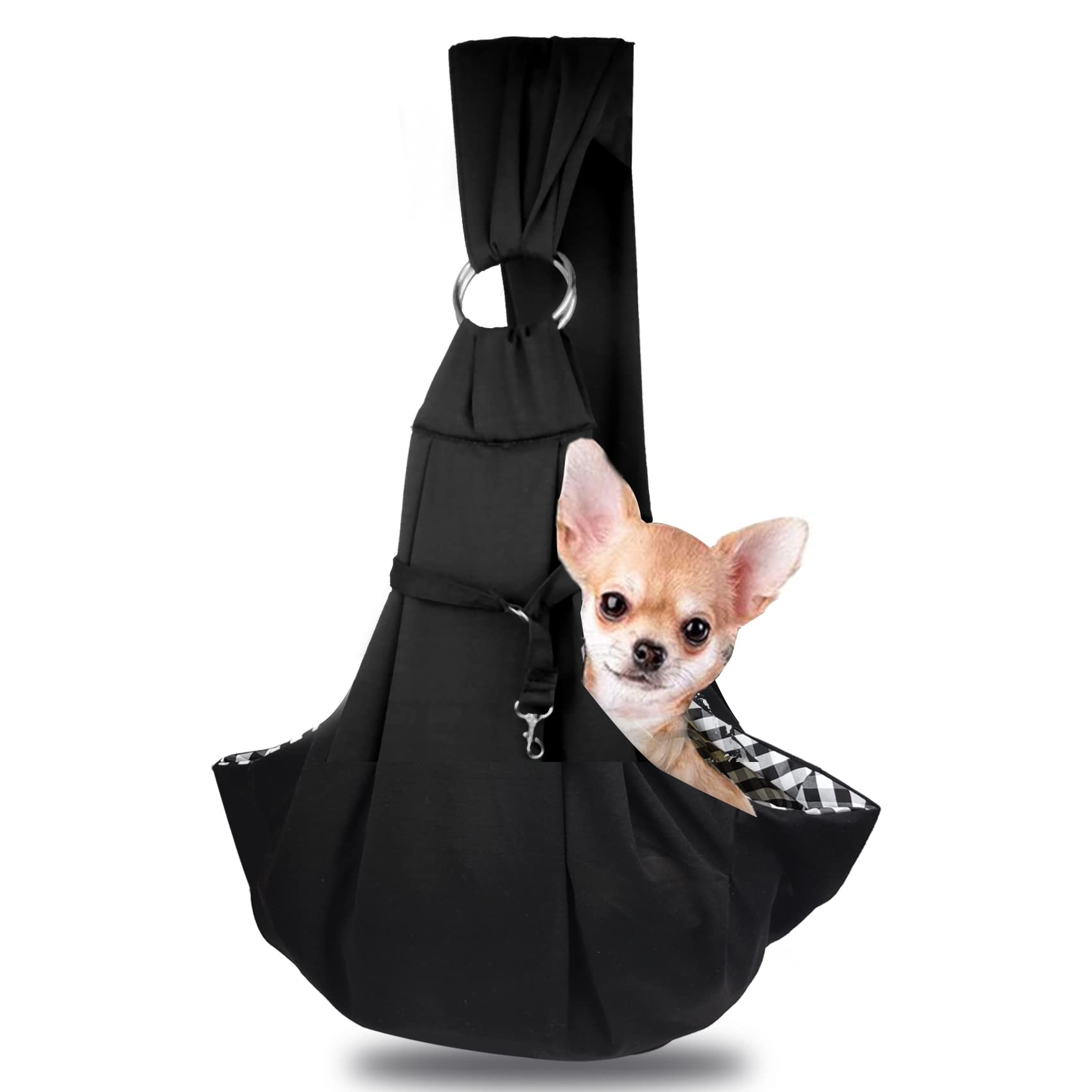 Doublerichad Pet Dog Cat Sling Carrier Reversible Bag Wrap Up to 12 Pounds for Small Dogs Cats Hand Free Outdoor Sling Adjustable Strap Tote Pouch