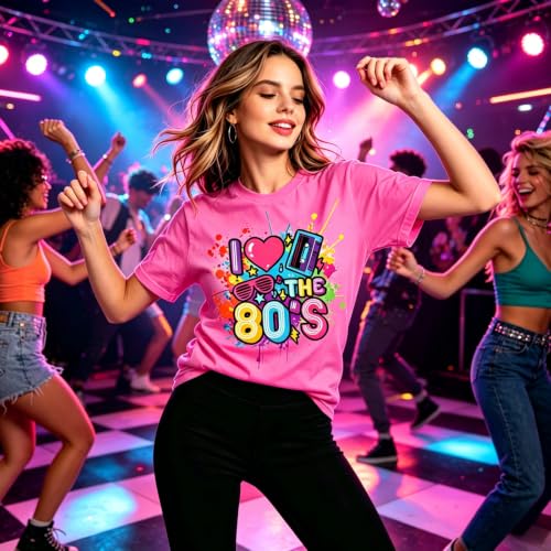 80s Shirt for Women I Love The 80s Tshirts Retro 80's Outfit Disco Music Tops 1980s Themed Gift Red - image 2