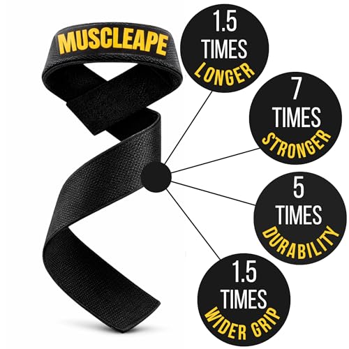Image of Muscleape Weight Lifting Straps Wrist Supporter For Gym. Gym Accessories Men & Women. Wrist Strap For Gym With Padded Wrist Support.Deadlift Strap Weightlifting Straps For Grip Gym Straps For Weight Lifting