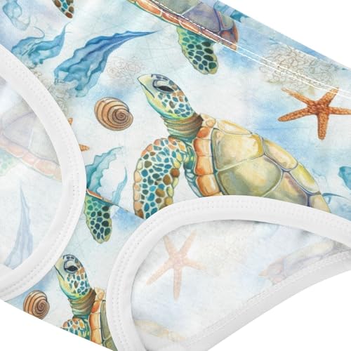 Toddlers Underwear Floral 2t Cotton Panties for Girl Aesthetic Briefs Underpants Watercolor Sea Turtle Animal4