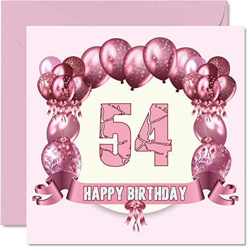 Divertidas tarjetas de cumpleaños 54 para mujer, globos de cumpleaños, tarjeta de cumpleaños para papá, mamá, abuelo, niñera, tarjetas de felicitación de 145 mmx145 mm, tarjeta de cumpleaños 54